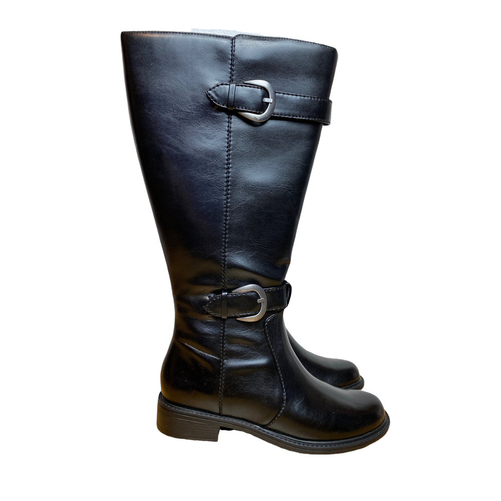 David Tate Mustang Wide Shaft Tall Black Boots 7